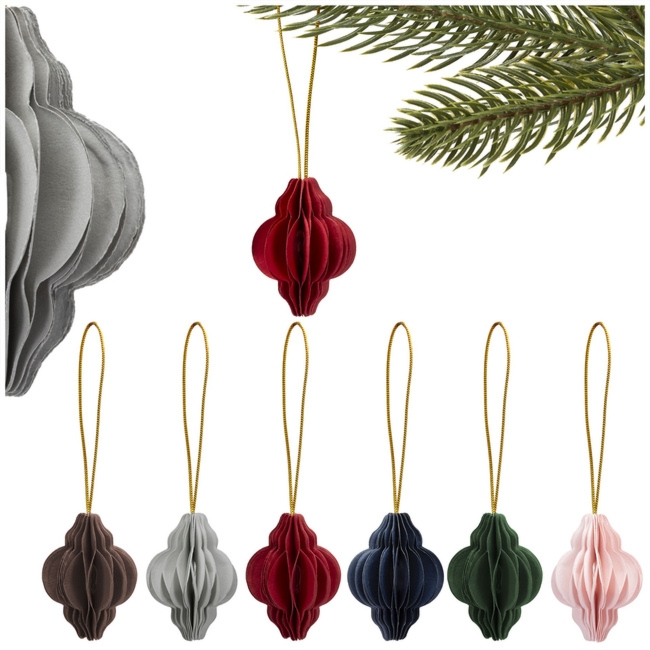 Papierowe bombki 6 szt. zawieszki choinkowe ozdoby świąteczne 4 cm rozkładane kolorowe