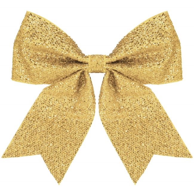 Kokardka świąteczna na choinkę 22 cm brokatowa zawieszka choinkowa złota