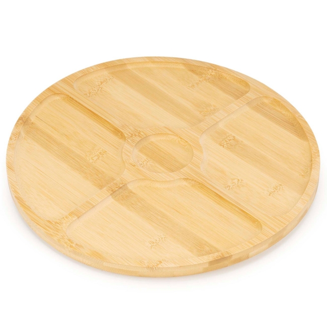 Patera, taca do serwowania na przekąski, obrotowa 33 cm okrągła, bambusowa