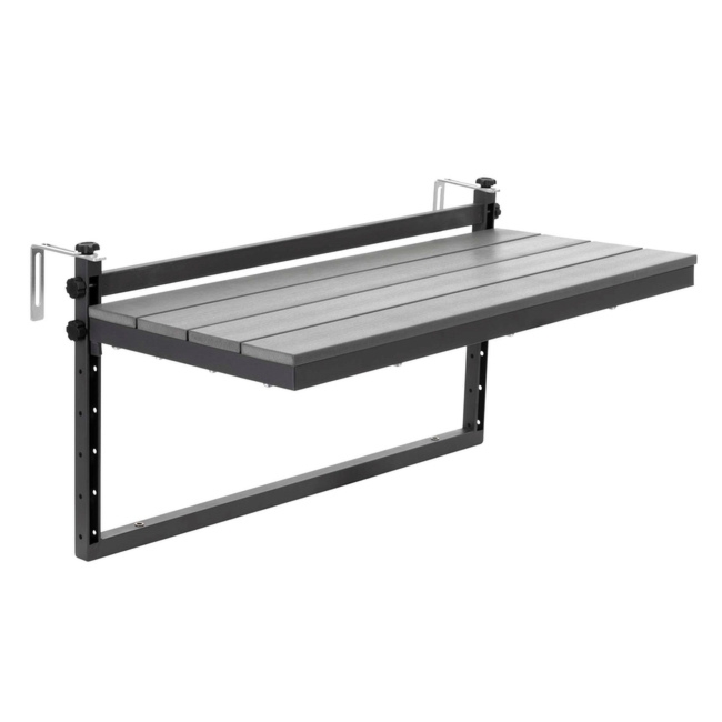 Stół balkonowy, składany 80x37 cm zawieszany na balustradę, czarny