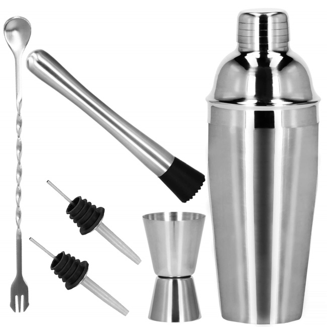 Zestaw barmański 6 elementów shaker 750 ml stal nierdzewna srebrny