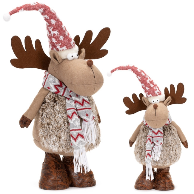 Świąteczny renifer 73 cm ozdoba pod choinkę figurka dekoracja bożonarodzeniowa