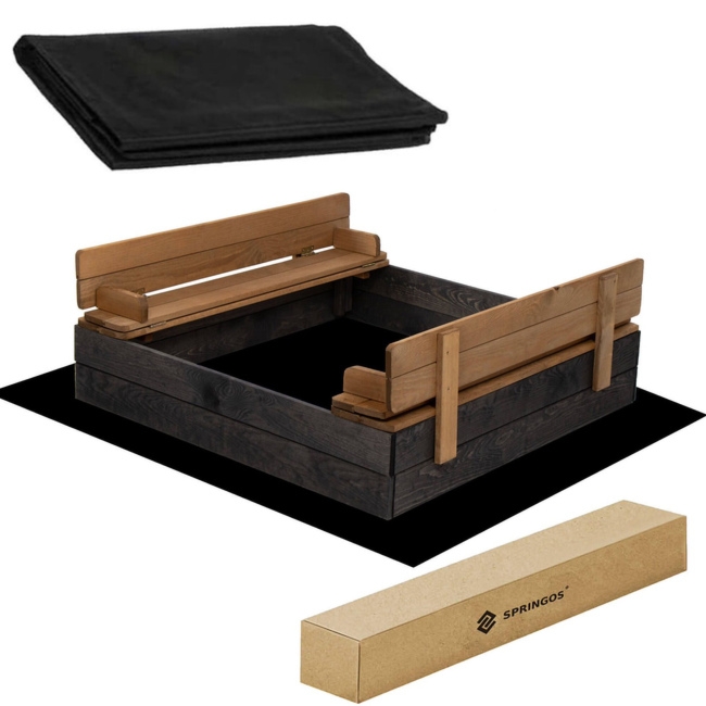 Piaskownica drewniana zamykana 100x100 cm z ławkami drewno impregnowane