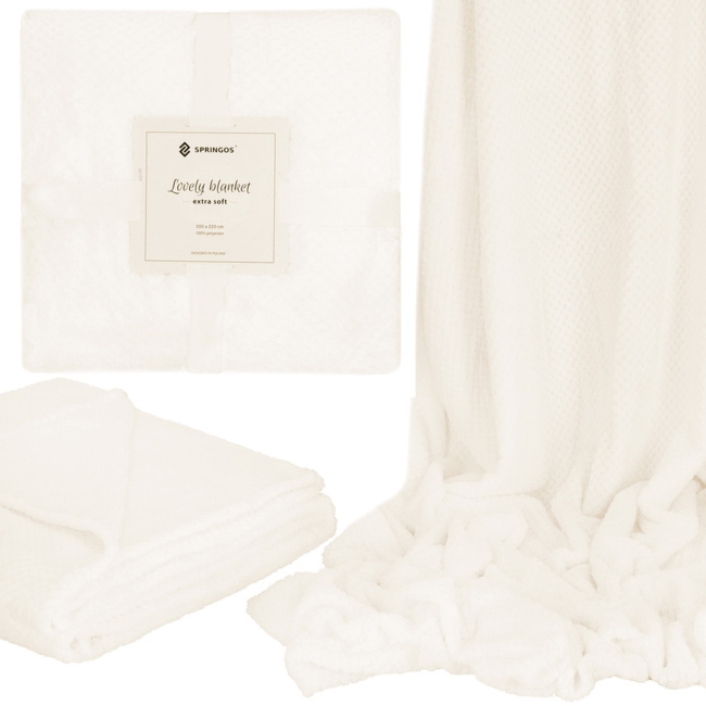 Narzuta na łóżko, pled 200x220 cm koc na kanapę beżowy