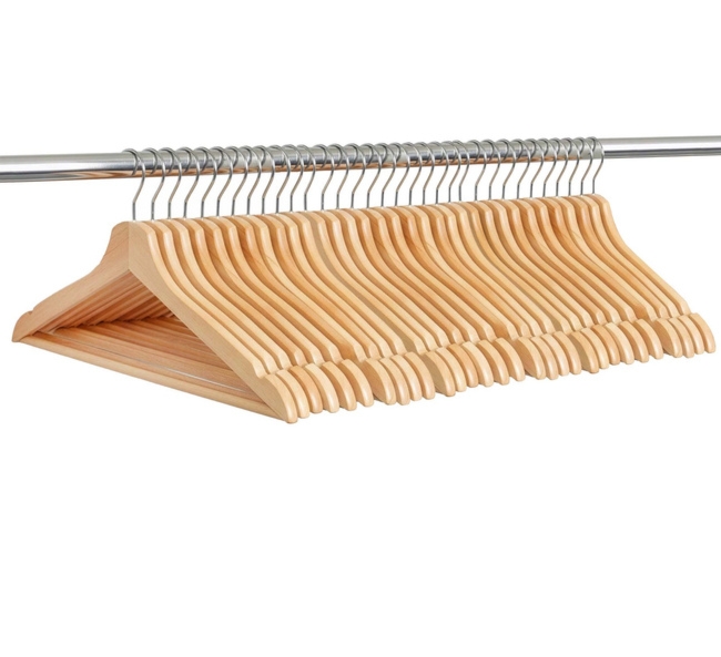Wieszak drewniany na ubrania 30 szt. wieszaki do szafy, jasnobrązowy