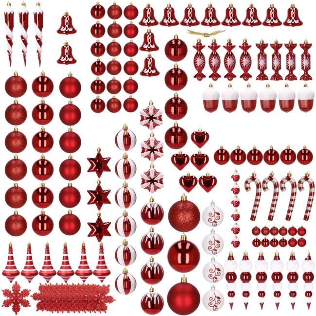 Bombki choinkowe 149 szt. ozdoby świąteczne czerwone