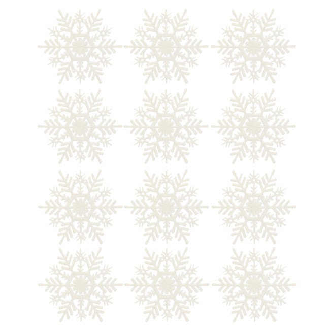 Zawieszki na choinkę śnieżynki 12 szt. ozdoba świąteczna 10,5 cm biały brokat