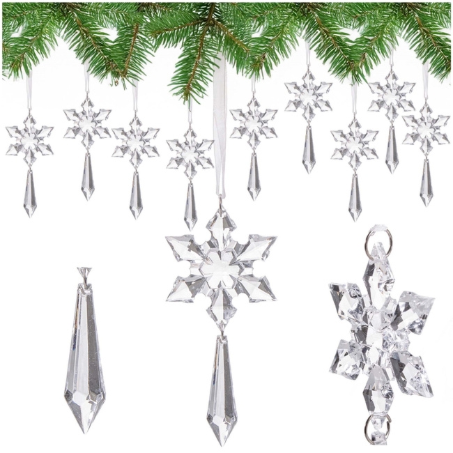 Zawieszki choinkowe kryształki sopelki na choinkę 13 cm ozdoby choinkowe 10 szt.