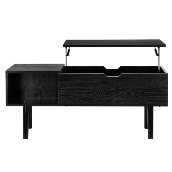 Stolik kawowy z podnoszonym blatem i schowkiem, ława do salonu 100x50x43 cm czarny