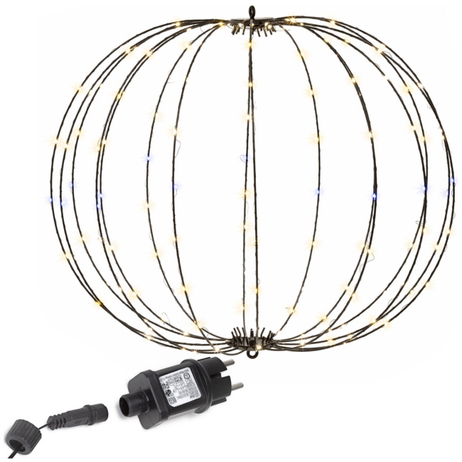 Kula świetlna 160 LED dekoracja świąteczna do ogrodu, IP44 ciepły biały + biały flash