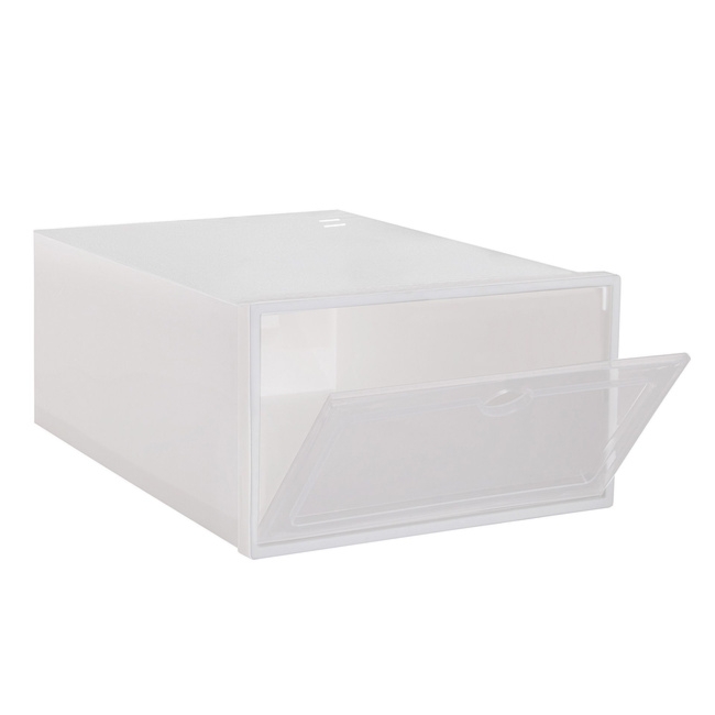 Pudełko na buty z klapą 31x21,5x12,5 cm biały organizer