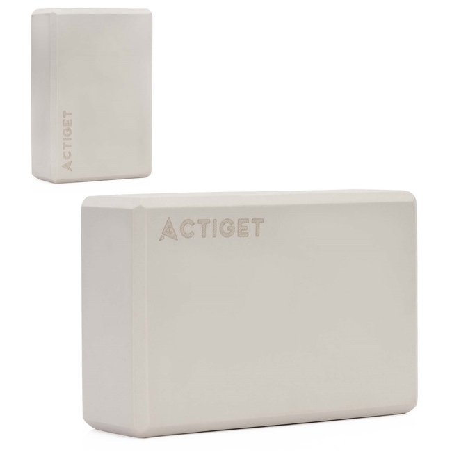 Kostka do jogi piankowa EVA 23x15x7,5 cm klocek blok do ćwiczeń pilates stretching beżowy