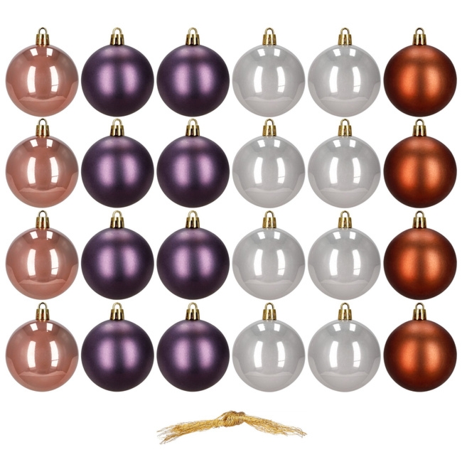 Bombki choinkowe 24 szt. zestaw dekoracji świątecznych 6,5 cm nietłukące