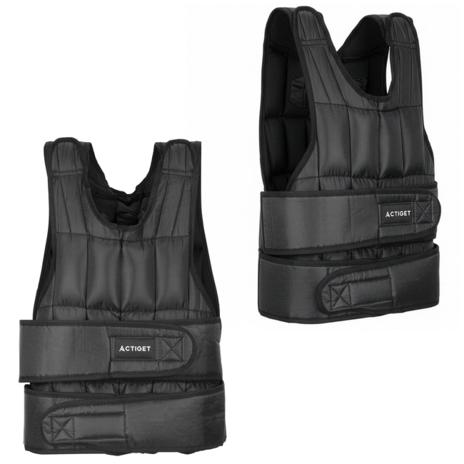 Kamizelka treningowa z obciążeniem 20 kg do ćwiczeń siłowych, biegania, regulowana czarna