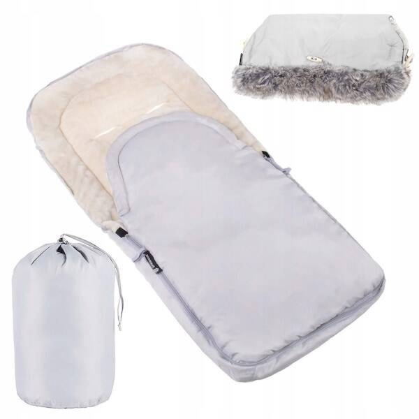 Śpiworek do wózka 4w1, mufka, śpiwór do sanek, gondoli z torbą 90 cm szaro-beżowy