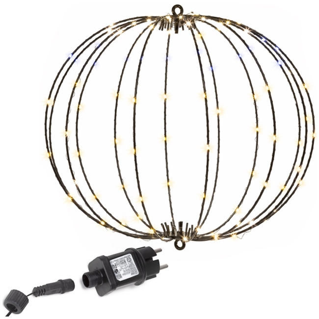 Kula świetlna 112 LED dekoracja świąteczna do ogrodu, IP44 ciepły biały + biały flash