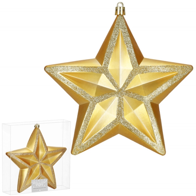Bombka choinkowa, nietłukąca ozdoba świąteczna do stroika 15 cm gwiazda, złota