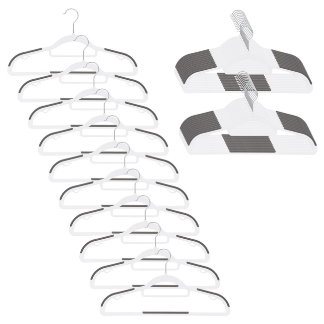 Wieszak plastikowy zestaw 30 szt. antypoślizgowe wieszaki na ubrania szaro-białe