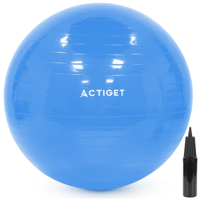 Piłka 55 cm do ćwiczeń pilates, rehabilitacyjnych, stretchingu z pompką, niebieska