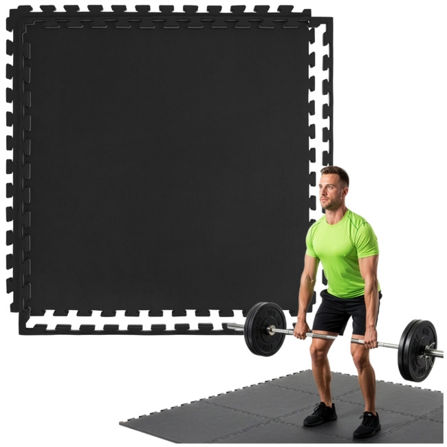 Mata treningowa, ochronna, puzzlowa 100x100 cm z pianki EVA 2 cm antypoślizgowa, grafitowo-szara