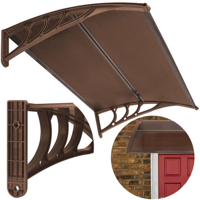 Zadaszenie, daszek do drzwi wejściowych, balkonowych, tarasowych 150x80 brązowy, transparentny