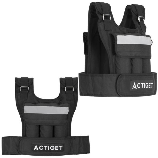 Kamizelka treningowa z obciążeniem 20 kg do ćwiczeń siłowych, biegania, regulowana czarna