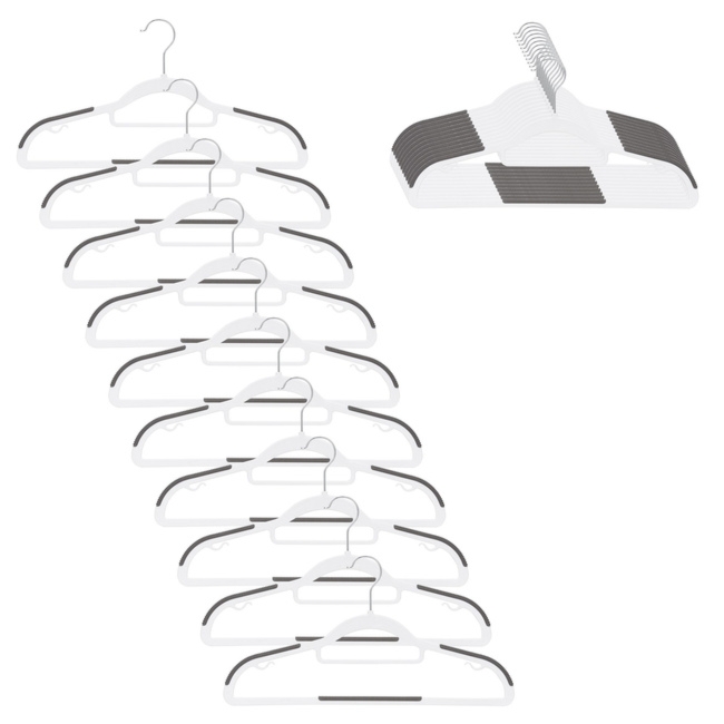 Wieszak plastikowy zestaw 20 szt. antypoślizgowe wieszaki na ubrania szaro-białe