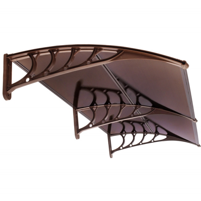 Zadaszenie, daszek do drzwi wejściowych, balkonowych, tarasowych 200x100 cm brązowy, transparentny