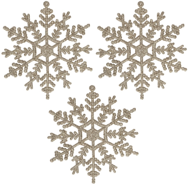 Zawieszka na choinkę śnieżynki 3 szt. ozdoba świąteczna 12 cm srebrny brokat