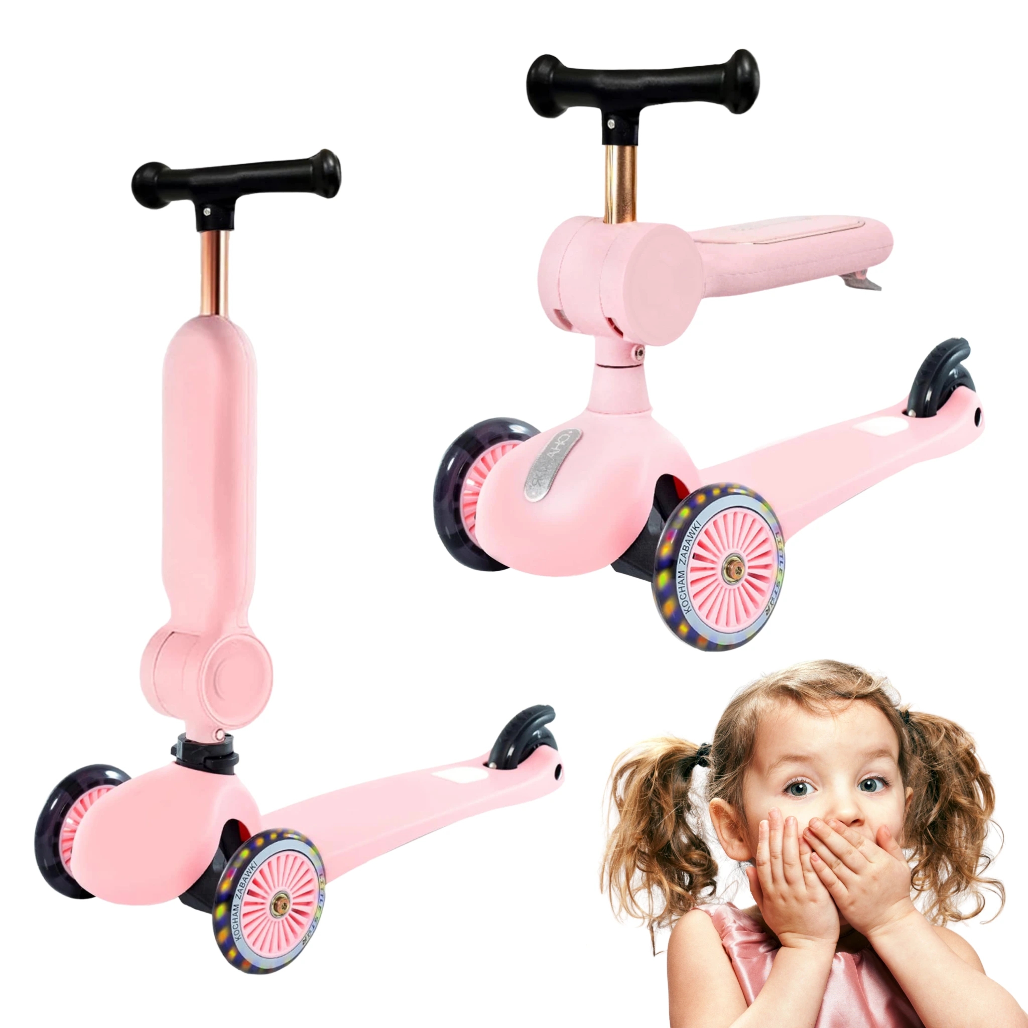 Hulajnoga dla dzieci Jeździk Lemoo 2w1 Trójkołowa Kocham Zabawki