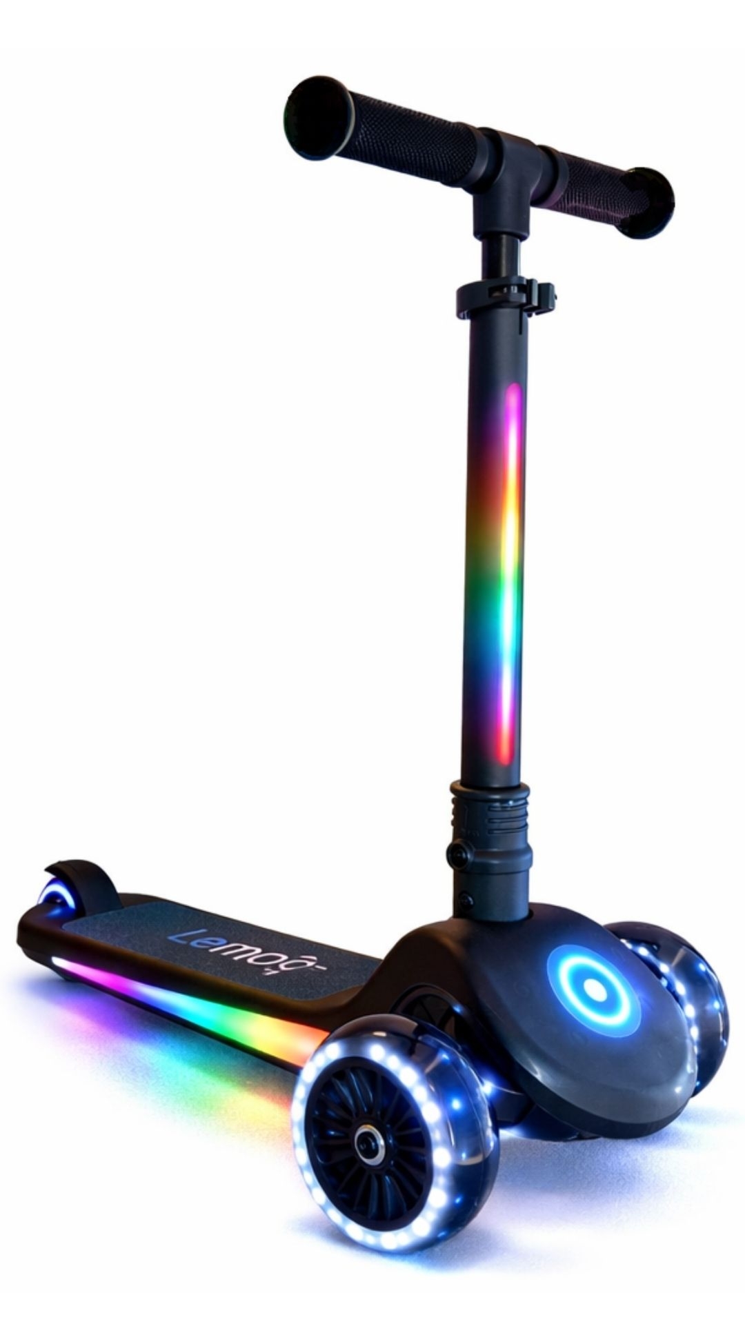 Lemoo Spark 3 LED — hulajnoga trójkołowa z podświetleniem LED dla dzieci 3+ (czarna)