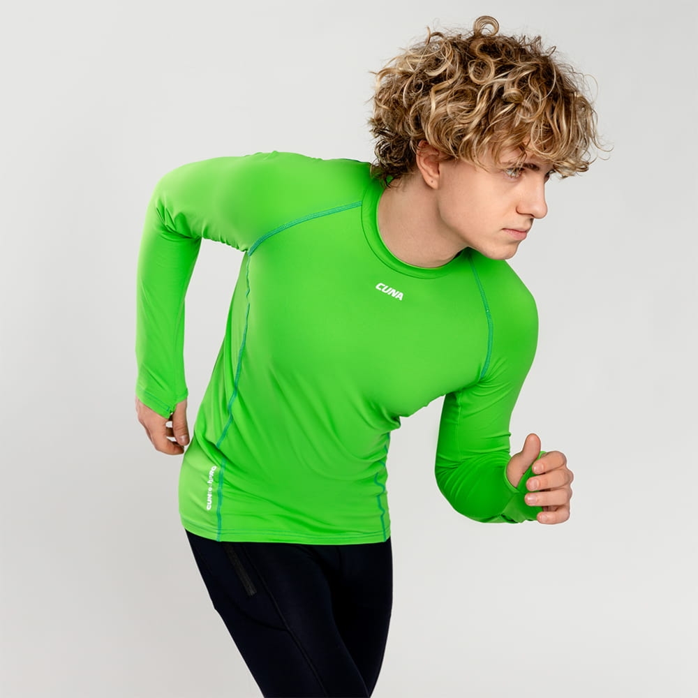 Koszulka termoaktywna do biegania męska zielona Termo Run - M