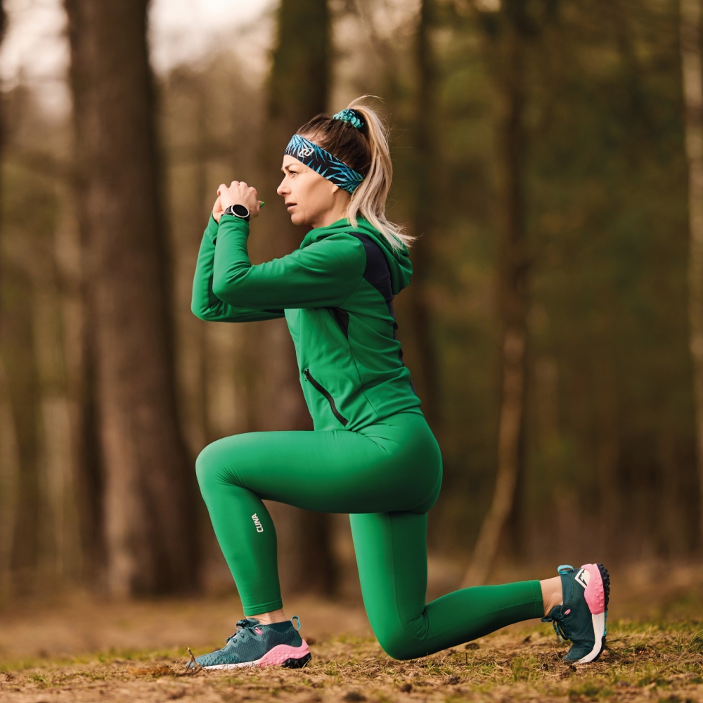 Legginsy do biegania damskie zielone Action Winter - M