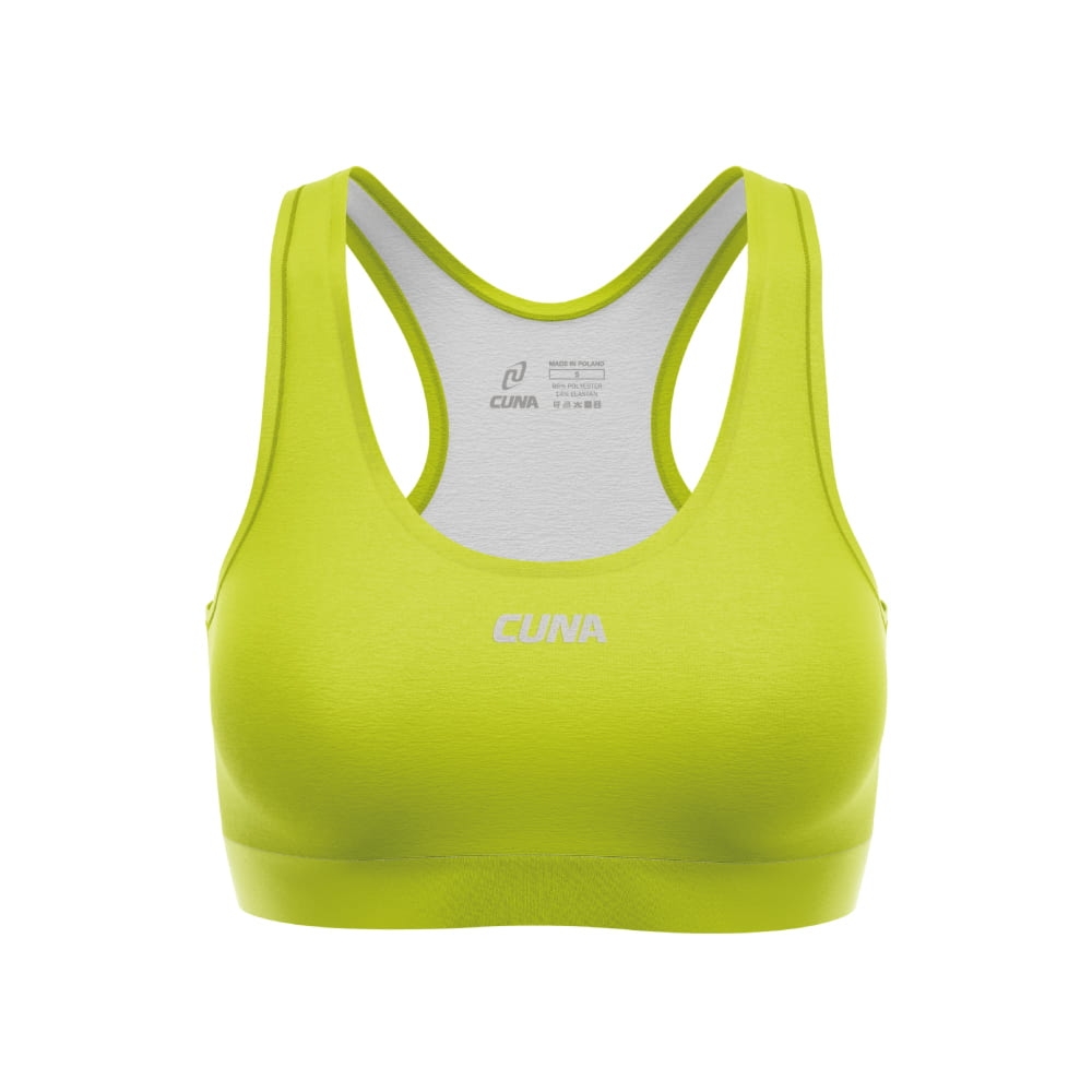 Top sportowy damski limonkowy Crop Top Lemon