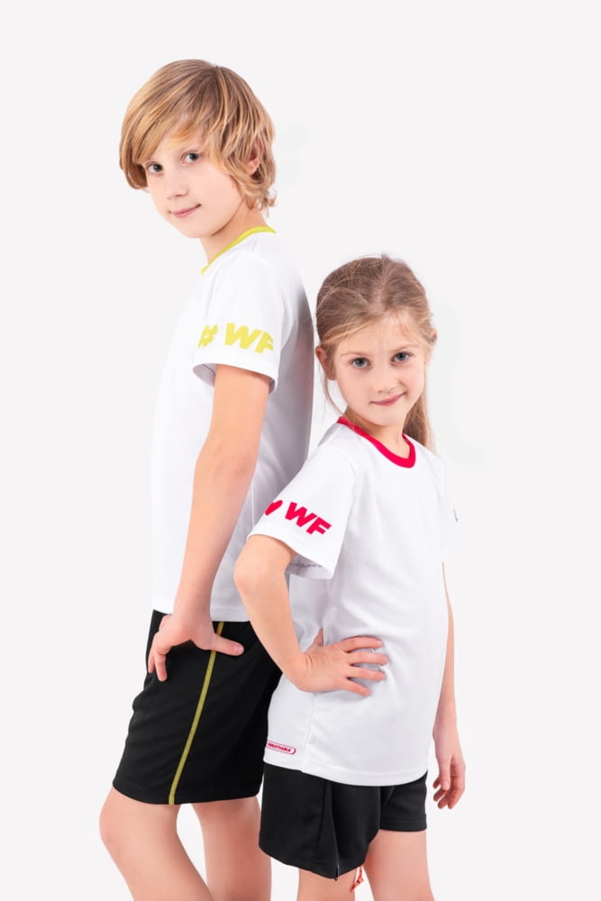 Koszulka sportowa dla dzieci biało zielona WF