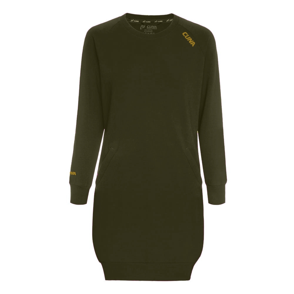 Sukienka bawełniana z długim rękawem khaki City - 2XL