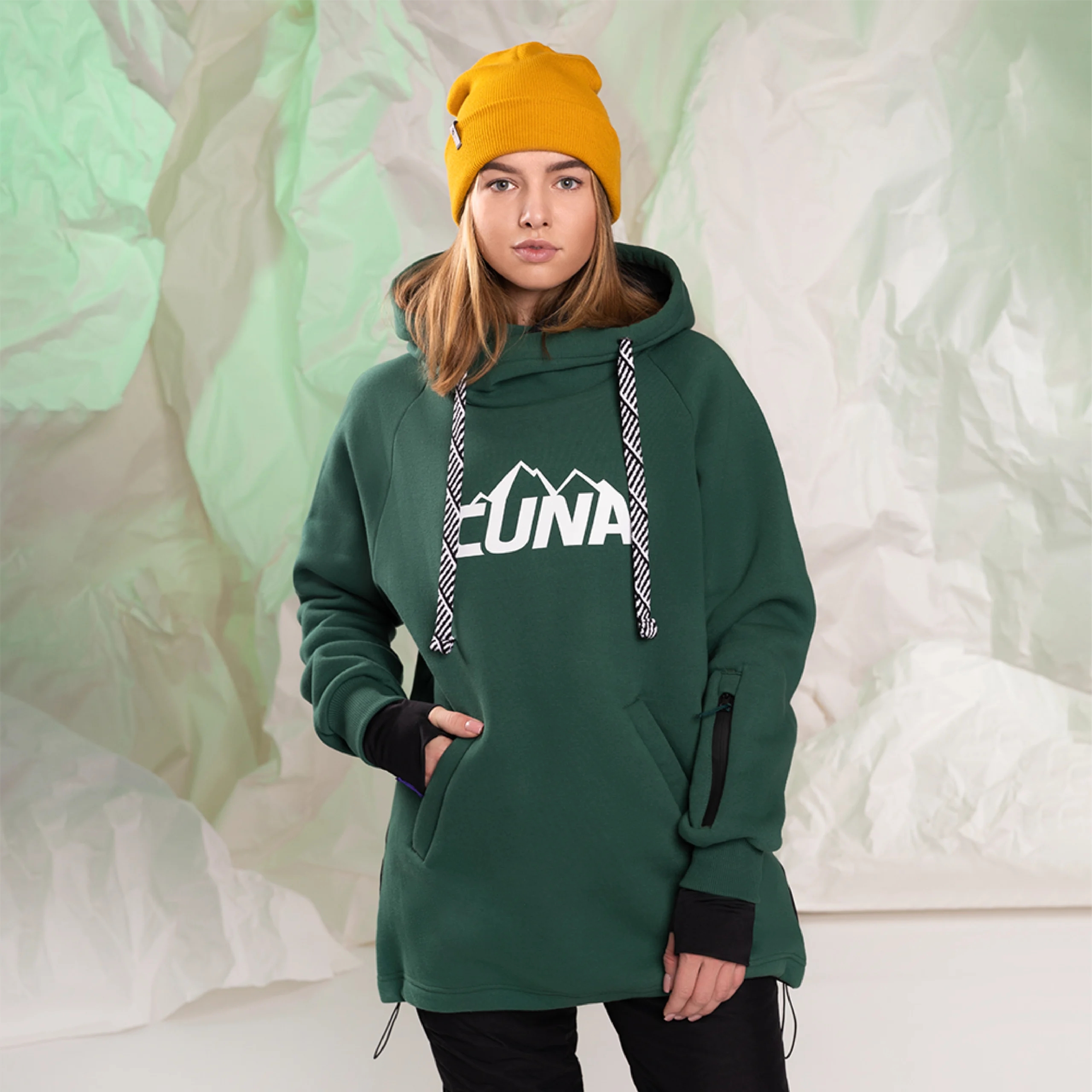 Bluza snowboardowa damska z kapturem zielona Mistral Pro