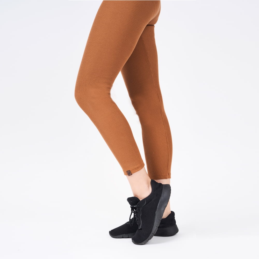 Legginsy bawełniane damskie karmelowe HOMY