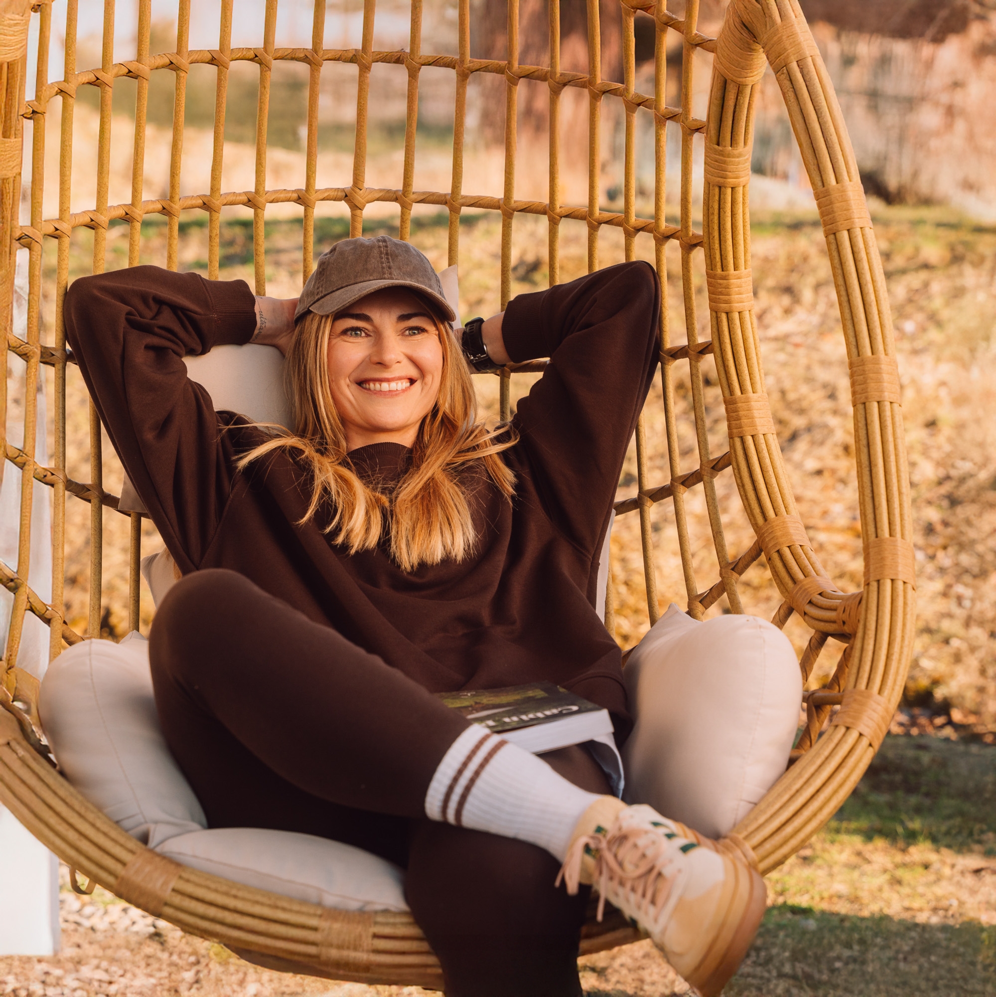 Bluza bawełniana damska ciemna czekolada Easy - LARGE