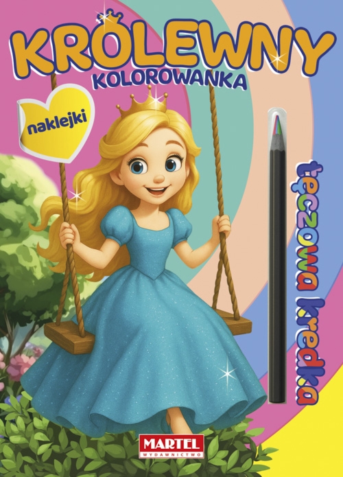 Królewny. Kolorowanka z naklejkami. Tęczowa kredka