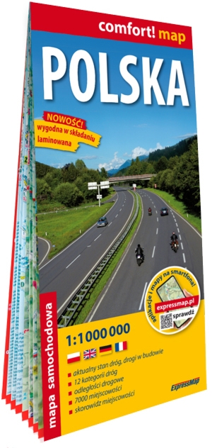 Polska mapa samochodowa 1:1 000 000 laminat 2025