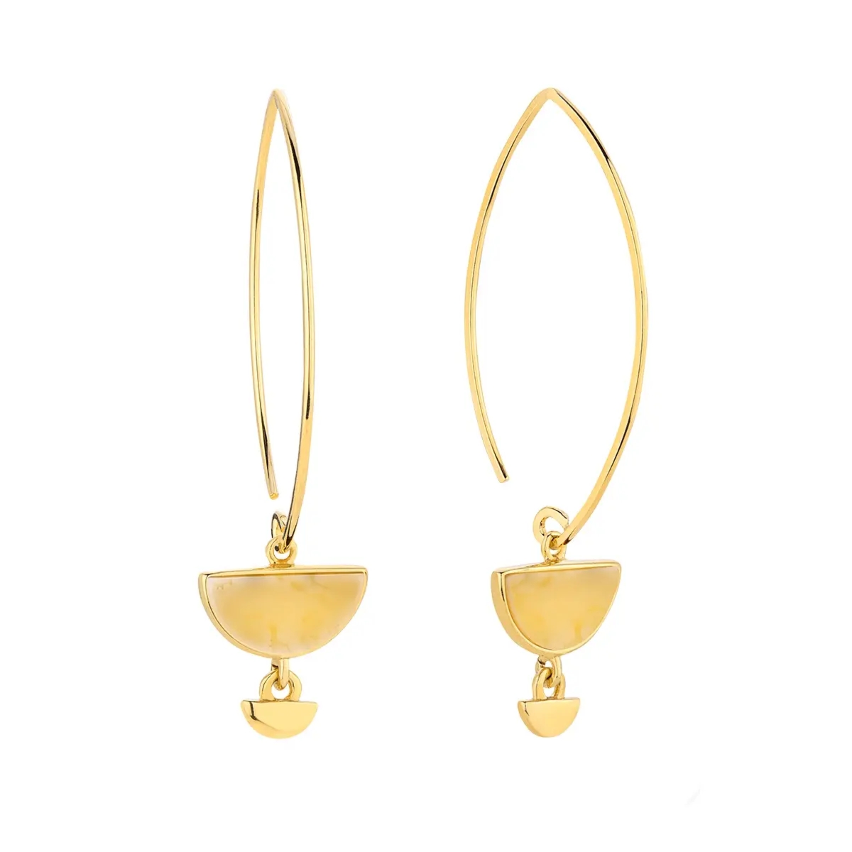 Kolczyki srebrne pozłacane z mlecznym bursztynem Future