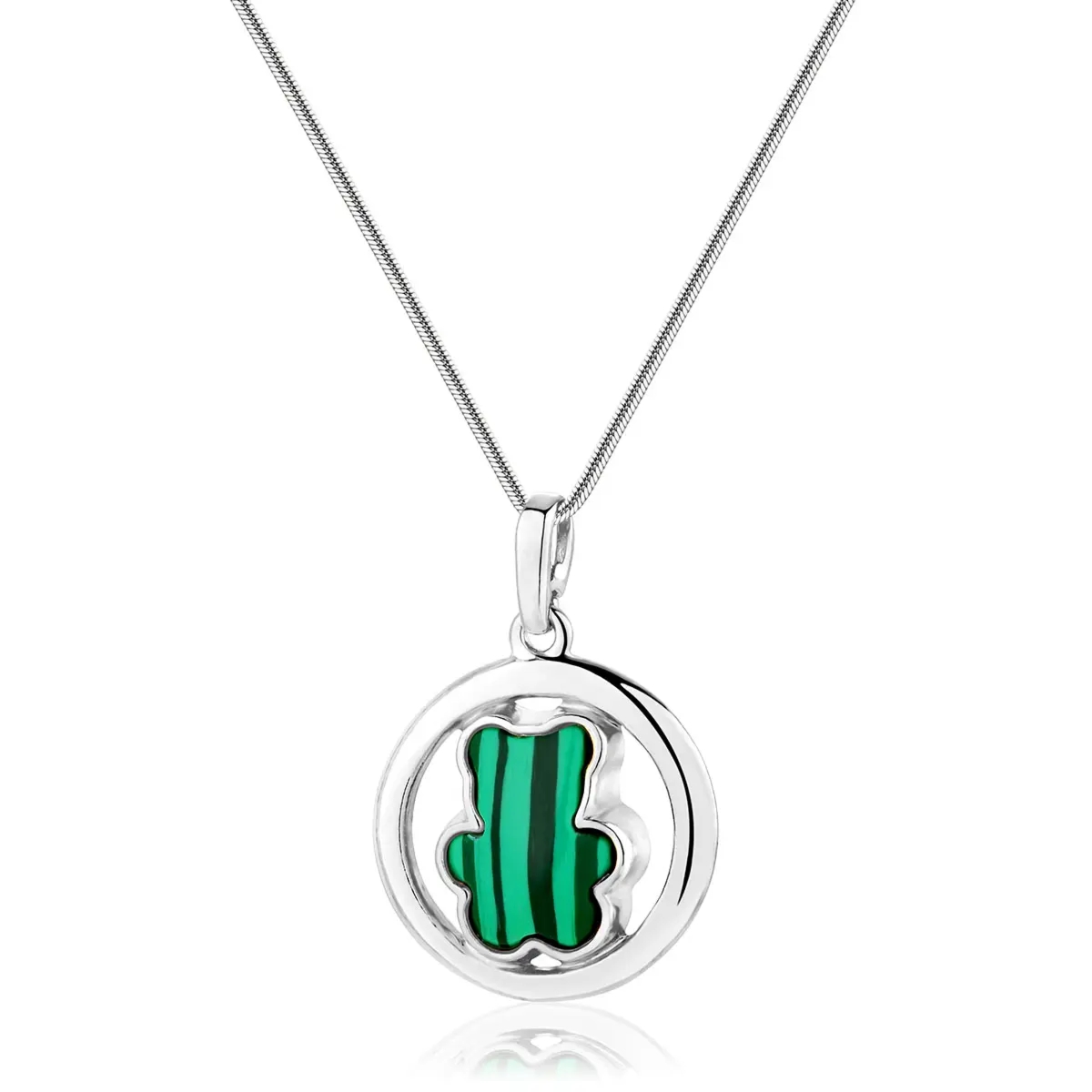 Wisiorek srebrny miś z malachitem Teddy Bear