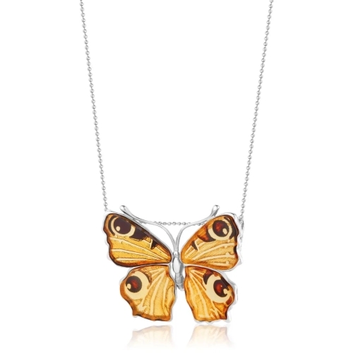Zawieszka srebrna motyl z bursztynem Butterfly Love