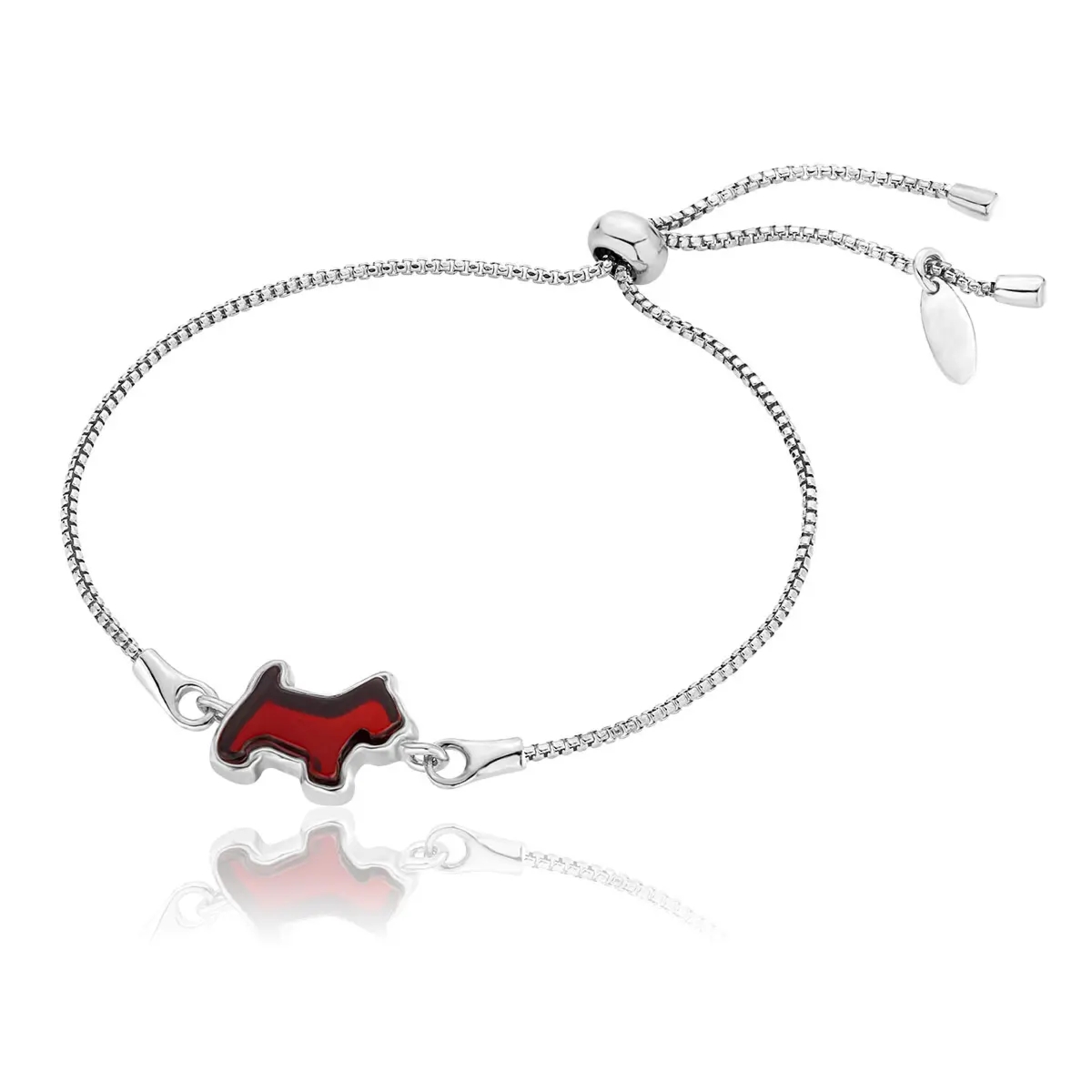 Bransoletka srebrna piesek z wiśniowym bursztynem Doggie