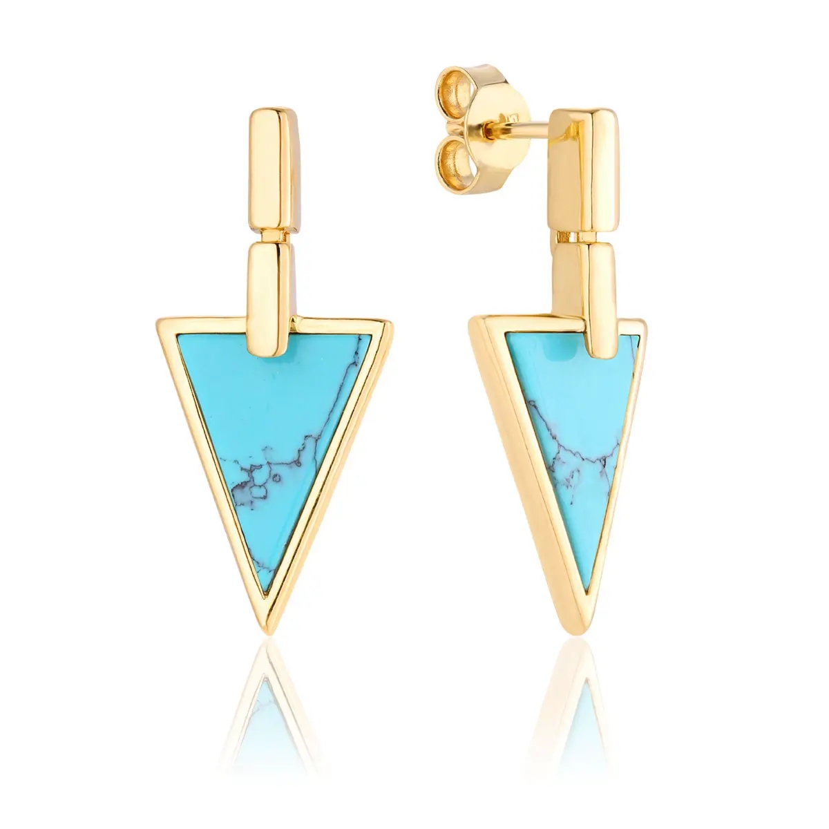 Kolczyki srebrne pozłacane z turkusem Arrow