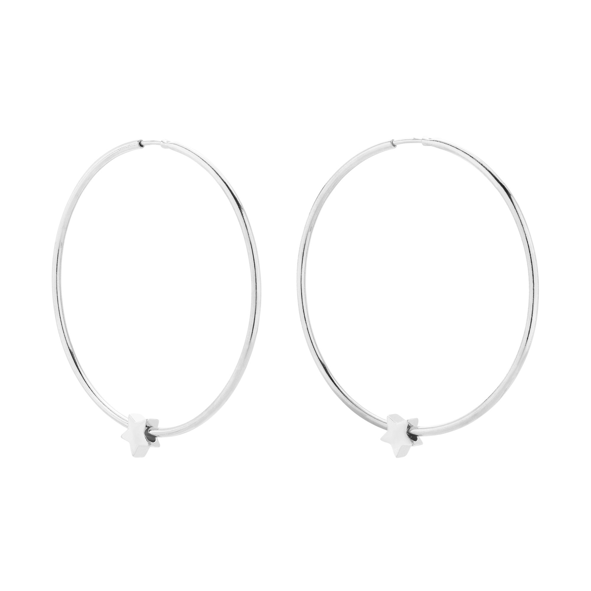 Duże srebrne kolczyki z gwiazdkami