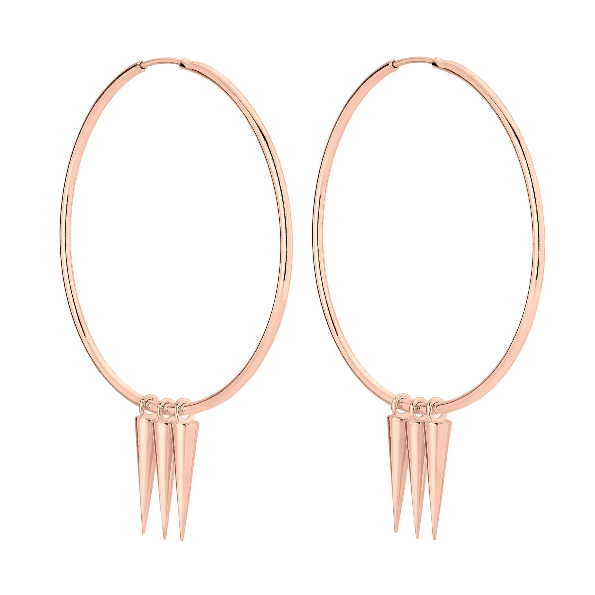 Kolczyki duże koła z kłami z różowego złota