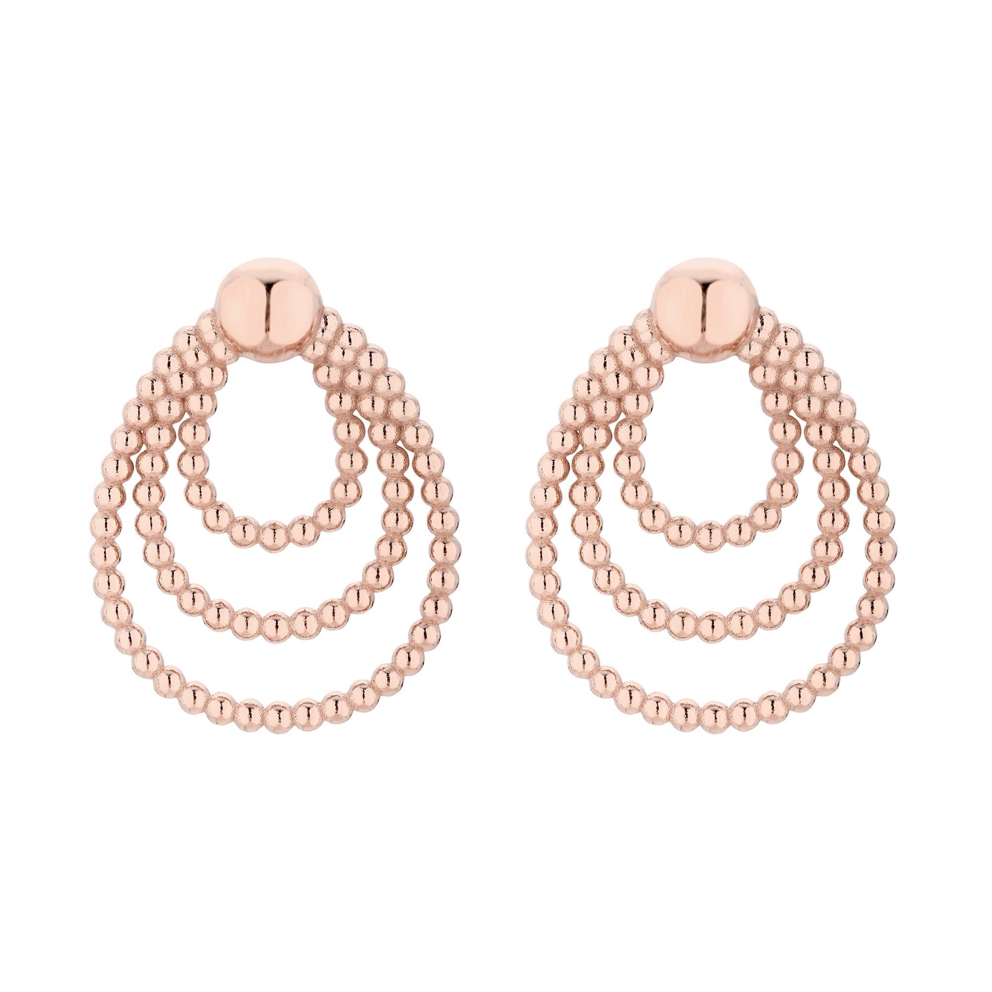 Potrójne kolczyki z różowego złota