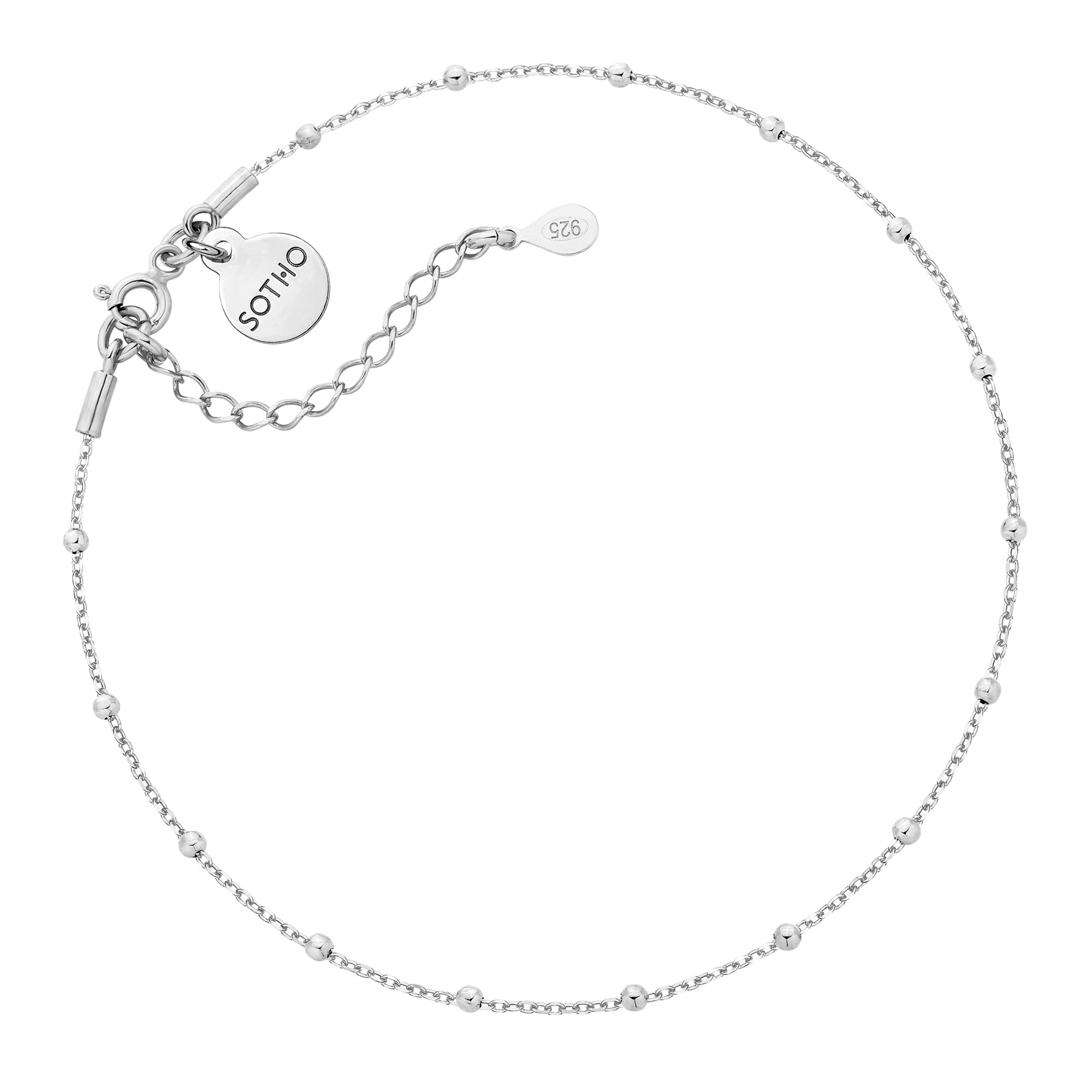 Srebrna bransoletka na nogę z kuleczkami